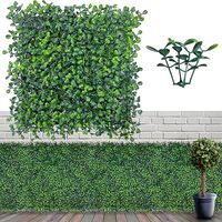 Panel Latar Belakang Rumput Boxwood Buatan 40*60cm Terlaris, Dinding Rumput Boxwood Artifisial untuk Taman Dalam & Luar Ruangan, Halaman Belakang