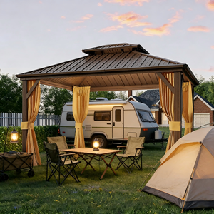 Pergola à double niveau en alliage d'aluminium à toit rigide, <span class=keywords><strong>prix</strong></span> de gros usine, pour camping-car, camping, jardin, espace extérieur haut de gamme - Product Image 1
