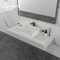 Cpingao Salle de bain Design moderne Armoires de vanité anti-rayures Évier Surface solide Comptoir Bassin en pierre artificielle