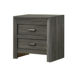Contemporary Nightstand <b>End</b> <b>Table</b> With Two Drawers Rustic Gray Finish Bedroom Wooden Furniture - Product Image 1