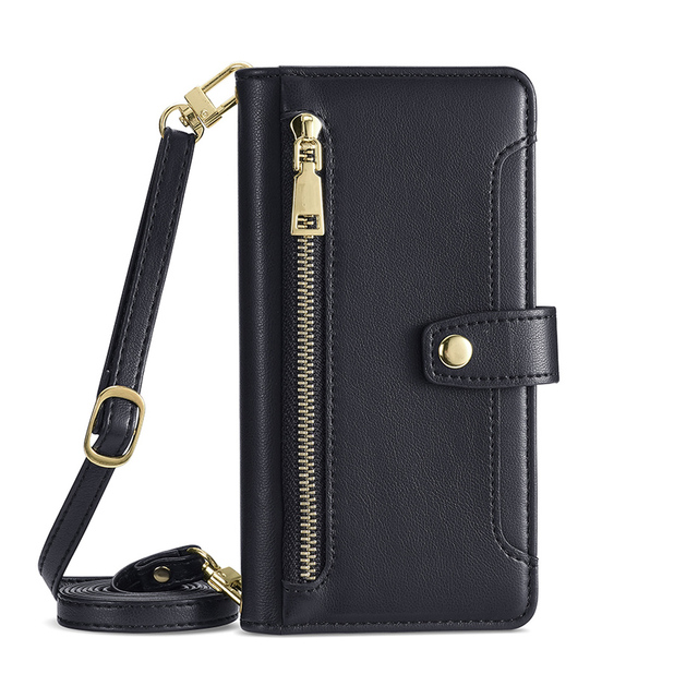 Stylish Phone Case Card Slots Crossbody Adjustable Strap Leather Magnetic Cover for Samsung S26 Ultra S25 S24 Plus S23 S22 FE