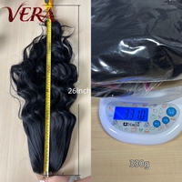 Wig sintetis Futura Fiber HD 13X4 Lace Front 330g warna hitam natural, gelombang body, matte natural, realistis, tahan panas (grosir)