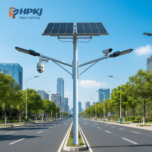 เสาไฟถนนโซลาร์เซลล์ Hepu พร้อมกล้องวงจรปิด มาตรฐาน IP65 แสงวอร์มไวท์ 3500K รับประกัน 5 ปี - Product Image 1