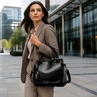 Tas Tangan Wanita Vintage Berdetail Stud, Tali Lepas Pasang, Pegangan Atas, Tas Selempang untuk Kerja Kantor, Perjalanan Sehari-hari, Grosir
