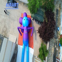 Vue aérienne d'un énorme personnage de fleur de dessin animé gonflable en plein air, ballon géant gonflable en forme de fleur