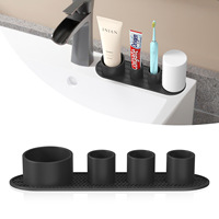 Support de brosse à dents électrique YDS, support de brosse à dents en silicone pour manche large, organisateur de brosses à 4 emplacements pour comptoir, rangement de câbles