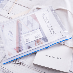 Deli Document Bag A4 Zippered PVC Transparent With Card Slots Office Stationery - Product Image 1
