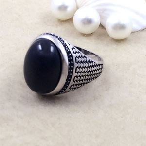 Anillo de Plata de Ley 925 de Vietnam con Baño de Rodio y Piedra Preciosa de Ónix Negro en Forma de Corazón para Hombre, Regalo de Boda, Compromiso, Aniversario, Fiesta - Product Image 3