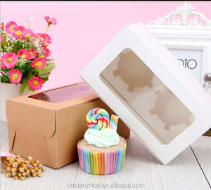 Недорогая поставка, одинарная коробка из крафт-бумаги, коричневая и белая бумага, хлебобулочные коробки, коробки для кексов, коробка для маффинов, пирожных, пончиков - Product Image 2