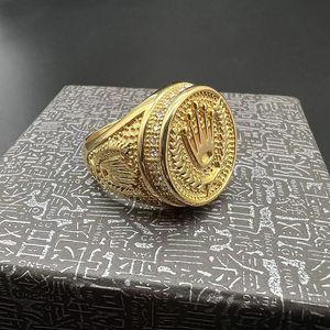 Bagues de luxe Hip Hop tendance en forme d'épi de blé, en acier inoxydable plaqué or 18 carats, étanches et inaltérables, pour homme - Product Image 4