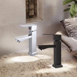Robinet de lavabo en alliage de zinc chromé au design moderne, mitigeur monocommande pour eau froide, pour salle de bain - Prix - Product Image 3