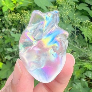 Cœur en cristal de quartz Aura Angel sculpté à la main, en cristal naturel, pour la décoration (vente en gros) - Product Image 3