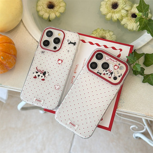 Coque de téléphone double couche motif chien à pois rouges de dessin animé coréen pour iPhone 17 Pro Max 16 15 14 13 – Housse mignonne pour filles - Product Image 2
