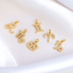 Colgante de diamante de acero inoxidable para fabricación de joyas, signo pequeño del zodiaco, <span class=keywords><strong>2022</strong></span> - Product Image 6