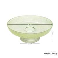 Mangkuk Kaca Hijau Muda Berkaki 26cm dengan Logo Kustom Grosir, Mangkuk Buah Bertekstur, Wadah Permen, Hiasan Meja, Dekorasi Rumah