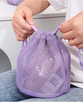 Sac en filet à cordon écologique, durable et réutilisable en nylon, multifonctionnel pour voyage, organisateur de savon, maquillage, imprimé alimentaire tendance