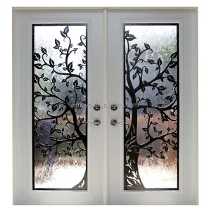 Porta de Entrada Frontal Branca para Vilas, Porta de Segurança Principal em Metal Dupla de Ferro Forjado, Portas de Entrada de Aço para Residências - Product Image 4