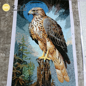 Mural de pared de arte con diseño de pájaro hecho a mano, mosaico de vidrio para decoración de interiores - Product Image 4
