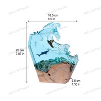 Lampe en résine époxy 3D artisanale en forme de vague de surf, lumière ambiante LED en résine, thème surf océanique, lampe de chevet décorative