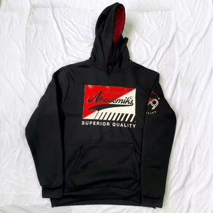 Sudadera con Capucha Negra para Hombre Akademiks, Logotipo Rojo Estampado, Bolsillo, Corte Regular, Felpa Francesa de Algodón, Ropa Casual de Otoño - Product Image 1