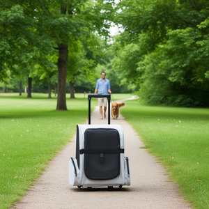 Carrito Plegable Gris para Mascotas, Multiusos, con Cierre de Cremallera de Nailon - Product Image 2