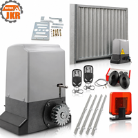Kit de moteur d'ouverture automatique de portail coulissant et de porte JINKAIRUI 550W 1000kg avec capteur infrarouge, lampe d'avertissement, crémaillère en acier de 4 m