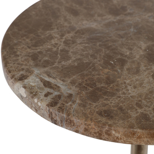 Elegante tavolino da salotto sottile in metallo con piano in marmo e base a tromba per l'arredamento della stanza - Product Image 6