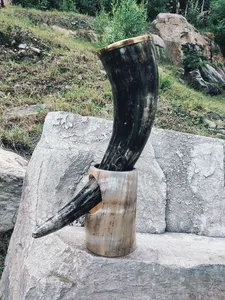 Tasse de bière à boire en corne de buffle naturelle de luxe avec support de luxe pour une utilisation à la maison au prix de gros - Product Image 3
