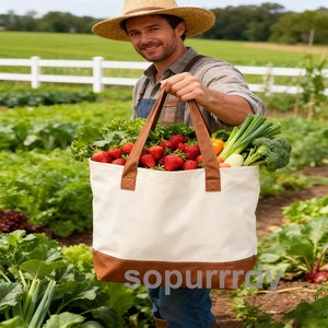 Bolsa de Tela de Lona de Algodón Grande de 12 oz con Logotipo Personalizado, Bolsas de Compras Reutilizables Súper Resistentes, Rayadas, para la Playa y las Compras - Product Image 5