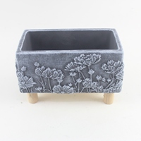 Pot de fleurs en béton à motif en relief flottant, vente directe usine, pour jardinage domestique et extérieur