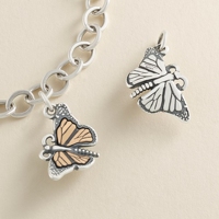 Pendentif en argent pur S925 James Avery, thème maman, famille, papillon, fleur, cœur, pour femmes, cadeau pour la fête des mères, pendentif DIY