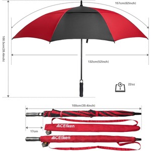 Parapluie de <span class=keywords><strong>golf</strong></span> double couche haute qualité, coupe-vent, ouverture manuelle, grande taille, incassable en fibre de verre, style classique en pongé - Product Image 6