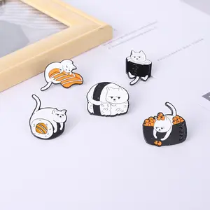 RENHUI Suppliers Cowboy Black Kitty Knife Sushi Cat Custom Metal Crafts Badges Lapel Pins Enamel Pins