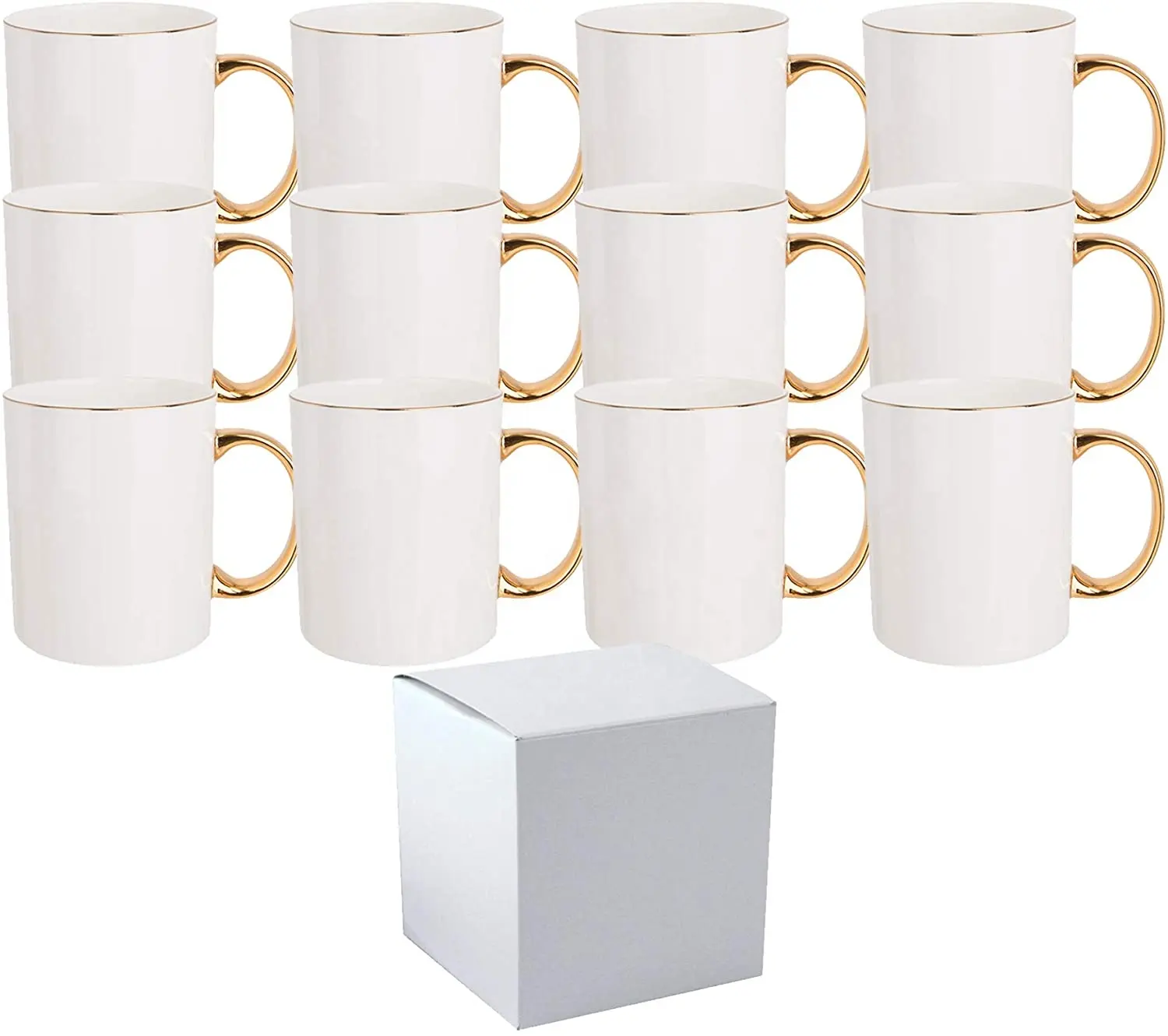 Tasse de Sublimation en céramique, avec poignée en or, 500 ml, en porcelaine, style européen, vente en gros