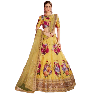 ผ้าหินแบบกึ่งเย็บจากผ้าไหมผ้าบันกลอเรียพิมพ์ลายดอกไม้สีเหลือง - Product Image 1