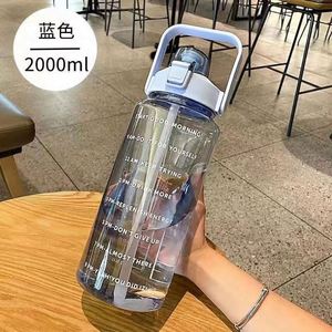 Bulk 64oz Half Gallon 2 Liter Eco-Friendly Leakproof <b>Straw</b> Cap Customizable Color Gym Sports <b>Plastic</b> Transparent Dishwasher Safe - Product Image 5