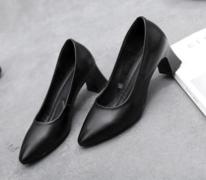 Venta caliente cuero genuino sólido mate negro <span class=keywords><strong>azafata</strong></span> Banco empleado del hotel trabajo zapatos <span class=keywords><strong>de</strong></span> las señoras - Product Image 5