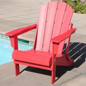 Nhựa Tái Chế HDPE Nhựa Gấp Chaise Adirondack Ghế Ngoài Trời Vườn Đồ Nội Thất, Màu Đỏ