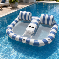 Transat gonflable pour 2 personnes, pour adultes, en PVC, double siège, flotteur aquatique avec dossier et porte-gobelets, marque privée