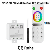 Contrôleur tout-en-un sans fil ESann SP630E RF avec télécommande SPI PWM pour bande LED SMD RGBW CCT COB Music Pixel