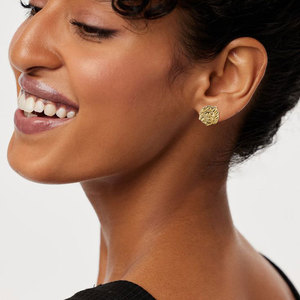Orecchini a Perno Vintage in Ottone Placcato Oro 18K, Gioielli di Moda Personalizzabili per Donne - Product Image 2