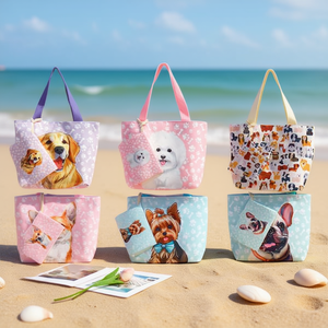 Bolsa de Playa Infantil con Estampado Digital de Cachorros, 31x32x8cm, Cinta Colorida con Correa Pequeña - Product Image 2