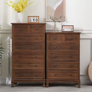 <span class=keywords><strong>Commode</strong></span> à 5 tiroirs en bois massif, armoire de rangement de style américain pour chambre à coucher, salon, buffet avec étagères - Product Image 2