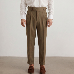 RTS/OEM <span class=keywords><strong>Solaro</strong></span> 100% Wolle Italienischer Stil Herren Freizeithose Neapel-Hose für Männer Hochgeschnittene Neapolitanische Hose mit Seitenschnalle - Product Image 1