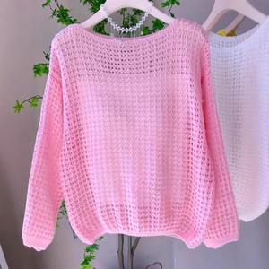 Nuovo <span class=keywords><strong>Cardigan</strong></span> Sottile <span class=keywords><strong>Rosa</strong></span> Delicato con Lavorazione a Maglia Traforata, Monospalla a Manica Lunga, Modello 2026 - Product Image 5