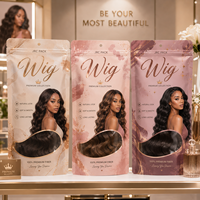 Sacs d'emballage personnalisés en plastique mat transparent à fermeture éclair pour extensions de cheveux, avec logo personnalisé, pour perruques et mèches de cheveux