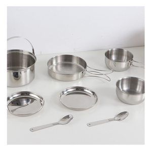 Jinbei — assiettes pique-nique en acier inoxydable, ensemble de cuisine de Camping à vendre, pour hommes - Product Image 1