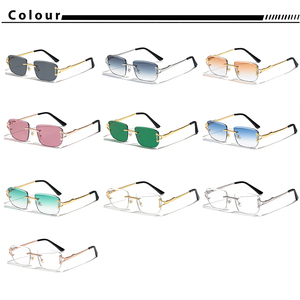 HBK 2025 Fashion Frameless <strong>Sunglasses</strong> with <strong>Blue</strong> Gradient <strong>Lens</strong> Rimless Alloy Frame Luxury Logo for Men Women's Shopping Travel - Product Image 5