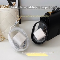Organisateur portable transparent en plastique pour écouteurs et téléphones portables, idéal pour le salon, boîte de rangement pour câbles de données, chargeurs et accessoires.
