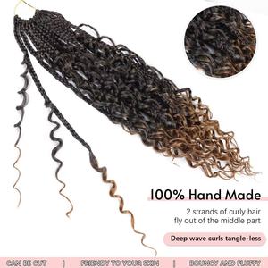 Water Wave Crochet <b>Braid</b> Hair 100g Three Strand <b>Box</b> <b>Braids</b> Pre Looped Hair <b>Extension</b> for African Women Salon Braiding - Product Image 2